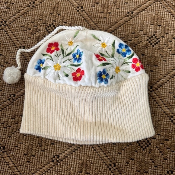 Vintage Swiss Baby/Toddler Beanie Hat Max Hurni Wool Blend Embroidered Floral - Picture 2 of 8